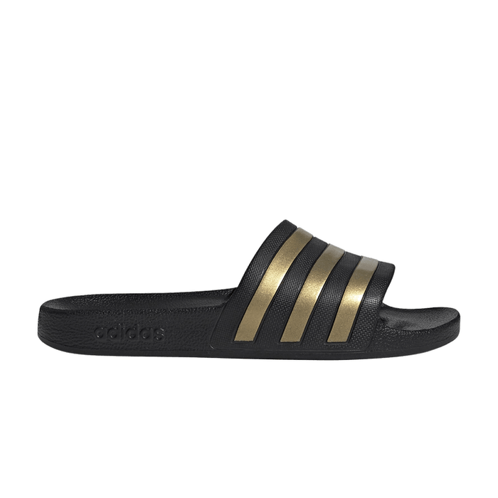 Adilette Aqua Slides 'Black Gold Metallic'